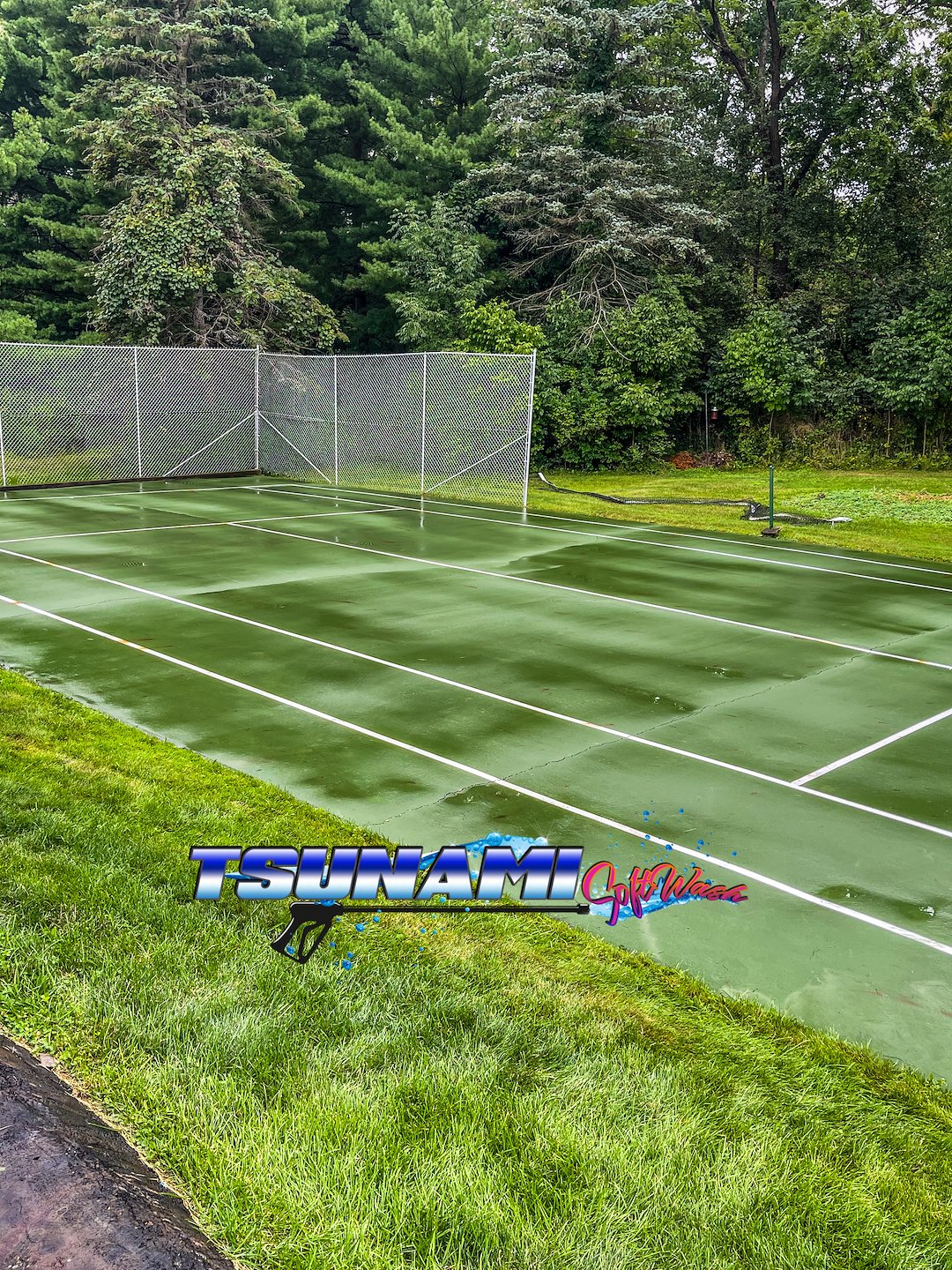 Tennis Court Softwash Treatment In Stow, Oh.